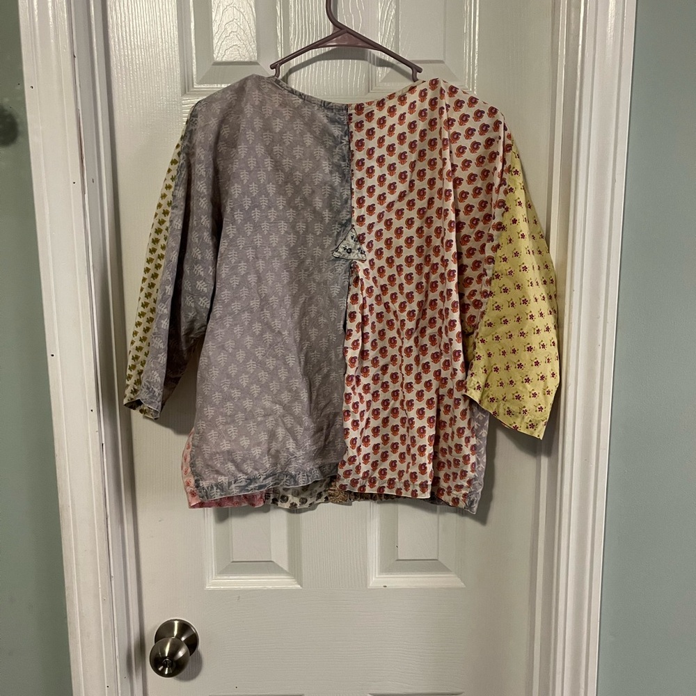 Colorful Patchwork Button-Up Top - image 5